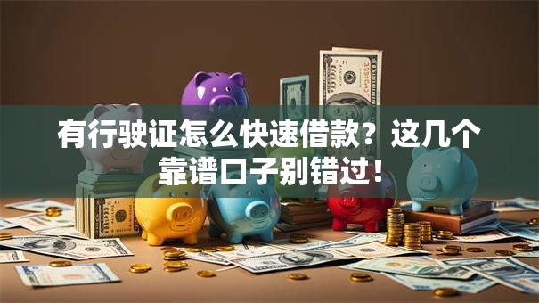 有行驶证怎么快速借款？这几个靠谱口子别错过！