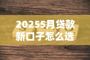 20255月贷款新口子怎么选?最新攻略助你快速下款 20255月贷款新口子怎么选?最新攻略助你快速下款