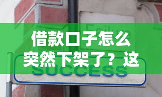 借款口子怎么突然下架了？这些原因和替代方案你一定要知道！