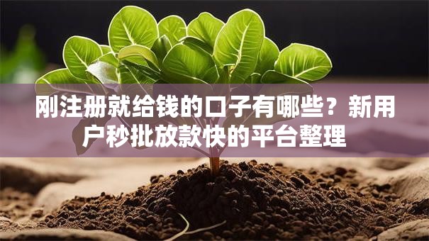 刚注册就给钱的口子有哪些?新用户秒批放款快的平台整理 刚注册就给钱的口子有哪些?新用户秒批放款快的平台整理