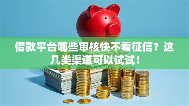 借款平台哪些审核快不看征信？这几类渠道可以试试！