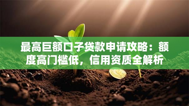 最高巨额口子贷款申请攻略:额度高门槛低,信用资质全解析 最高巨额口子贷款申请攻略:额度高门槛低,信用资质全解析