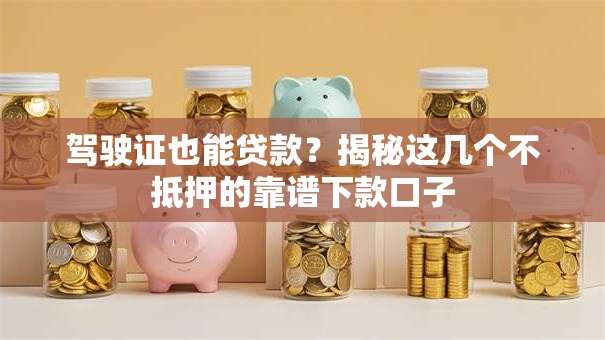 驾驶证也能贷款?揭秘这几个不抵押的靠谱下款口子 驾驶证也能贷款?揭秘这几个不抵押的靠谱下款口子