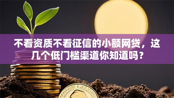 不看资质不看征信的小额网贷，这几个低门槛渠道你知道吗？