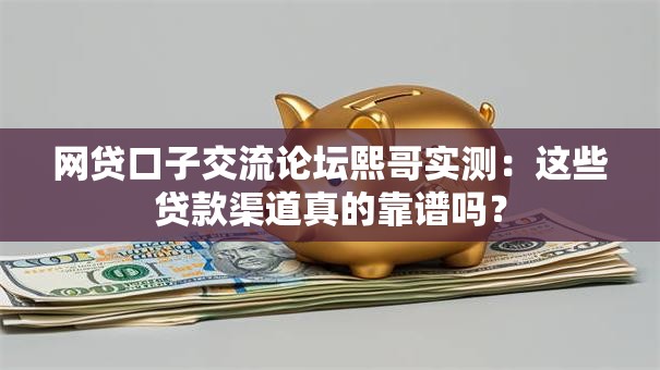 网贷口子交流论坛熙哥实测：这些贷款渠道真的靠谱吗？