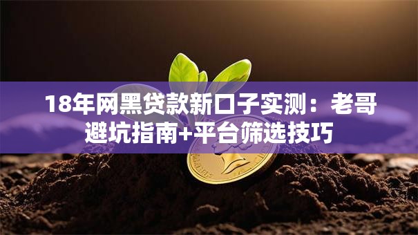 18年网黑贷款新口子实测:老哥避坑指南+平台筛选技巧 18年网黑贷款新口子实测:老哥避坑指南+平台筛选技巧