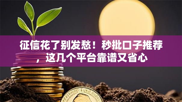 征信花了别发愁！秒批口子推荐，这几个平台靠谱又省心