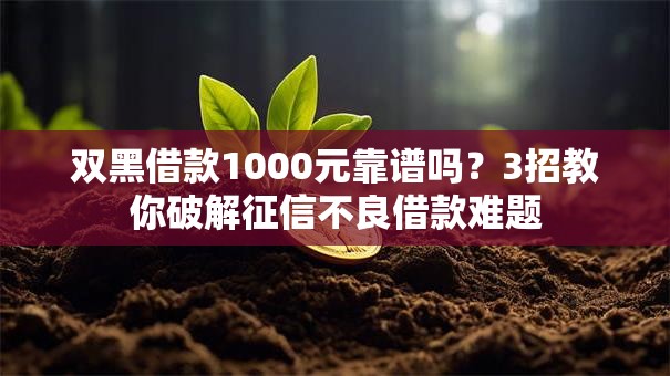 双黑借款1000元靠谱吗？3招教你破解征信不良借款难题