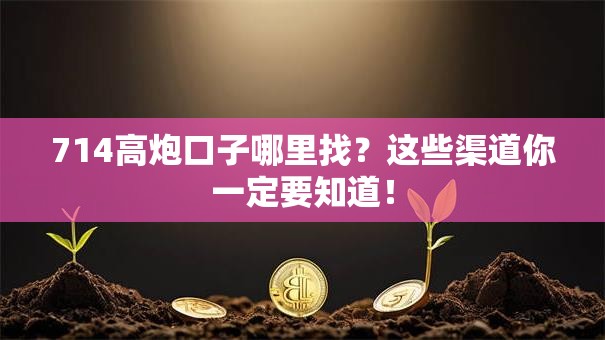 714高炮口子哪里找？这些渠道你一定要知道！