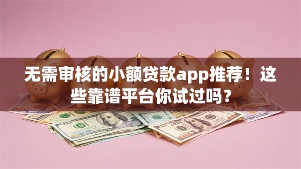 无需审核的小额贷款app推荐！这些靠谱平台你试过吗？