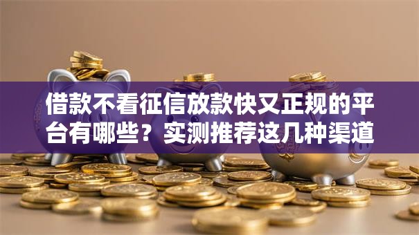 借款不看征信放款快又正规的平台有哪些？实测推荐这几种渠道！