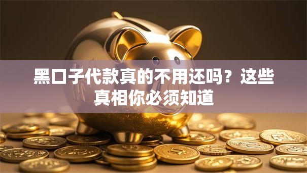 黑口子代款真的不用还吗?这些真相你必须知道 黑口子代款真的不用还吗?这些真相你必须知道