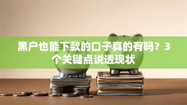 黑户也能下款的口子真的有吗？3个关键点说透现状