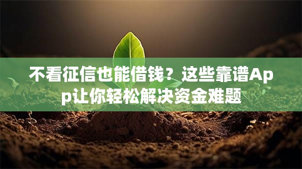 不看征信也能借钱？这些靠谱App让你轻松解决资金难题