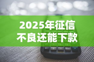2025年征信不良还能下款的网贷渠道有哪些？实测解析