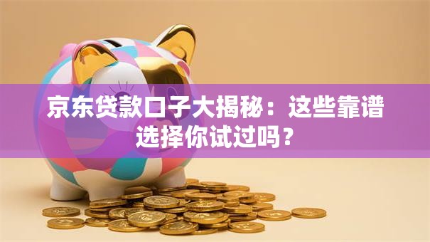 京东贷款口子大揭秘：这些靠谱选择你试过吗？