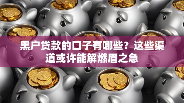 黑户贷款的口子有哪些？这些渠道或许能解燃眉之急