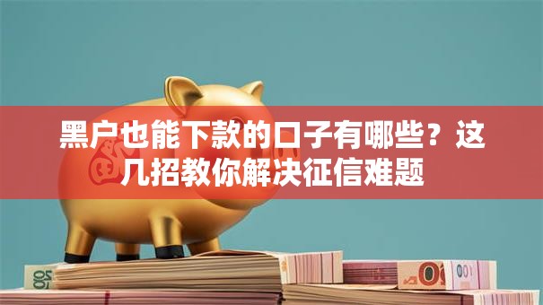 黑户也能下款的口子有哪些？这几招教你解决征信难题