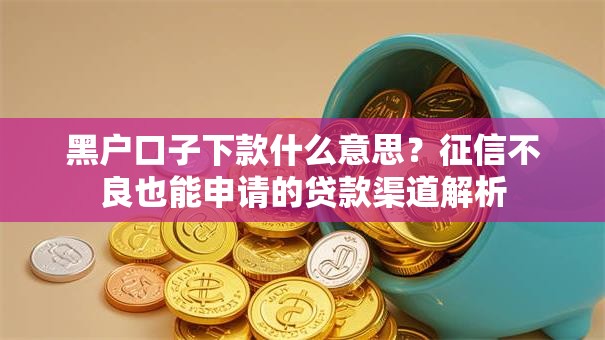 黑户口子下款什么意思?征信不良也能申请的贷款渠道解析 黑户口子下款什么意思?征信不良也能申请的贷款渠道解析