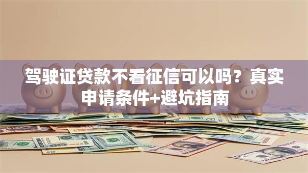 驾驶证贷款不看征信可以吗？真实申请条件+避坑指南