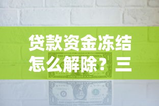贷款资金冻结怎么解除？三步教你快速解冻全攻略