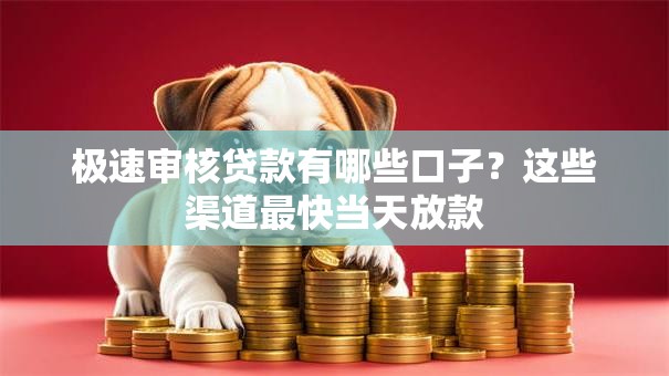 极速审核贷款有哪些口子？这些渠道最快当天放款