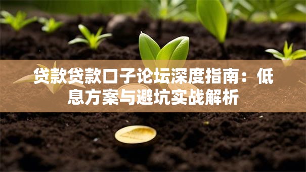 贷款贷款口子论坛深度指南：低息方案与避坑实战解析