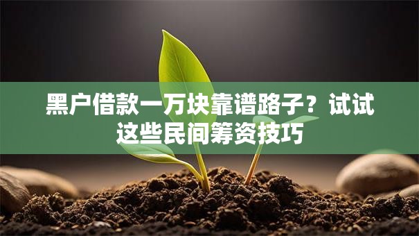 黑户借款一万块靠谱路子？试试这些民间筹资技巧