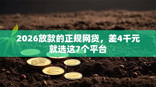 2026放款的正规网贷，差4千元就选这7个平台