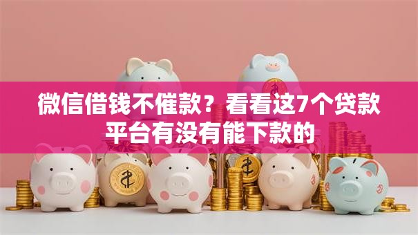 微信借钱不催款？看看这7个贷款平台有没有能下款的