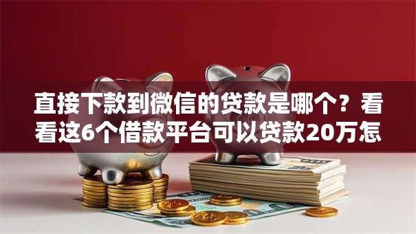 直接下款到微信的贷款是哪个？看看这6个借款平台可以贷款20万怎么样