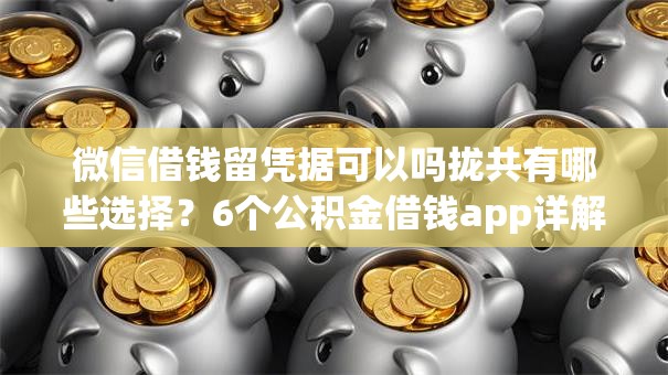 微信借钱留凭据可以吗拢共有哪些选择？6个公积金借钱app详解