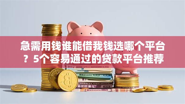 急需用钱谁能借我钱选哪个平台？5个容易通过的贷款平台推荐