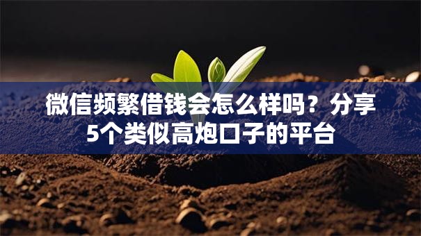 微信频繁借钱会怎么样吗？分享5个类似高炮口子的平台