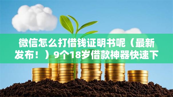 微信怎么打借钱证明书呢（最新发布！）9个18岁借款神器快速下款软件