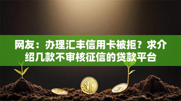 网友：办理汇丰信用卡被拒？求介绍几款不审核征信的贷款平台