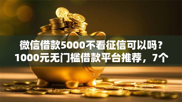 微信借款5000不看征信可以吗？1000元无门槛借款平台推荐，7个真正无视风控黑白的网贷平台盘点