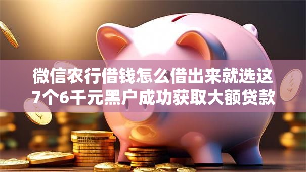 微信农行借钱怎么借出来就选这7个6千元黑户成功获取大额贷款的口子