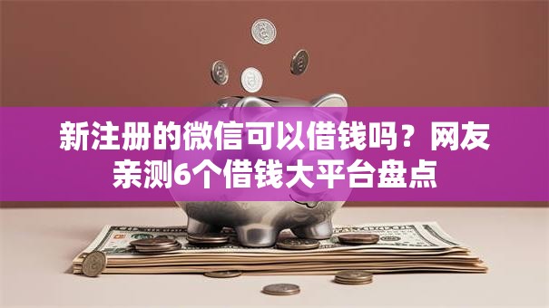 新注册的微信可以借钱吗？网友亲测6个借钱大平台盘点