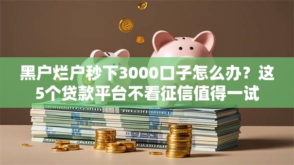 黑户烂户秒下3000口子怎么办？这5个贷款平台不看征信值得一试