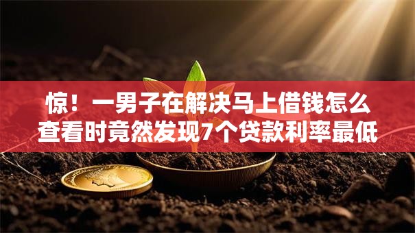 惊！一男子在解决马上借钱怎么查看时竟然发现7个贷款利率最低的平台，事后分享了出来