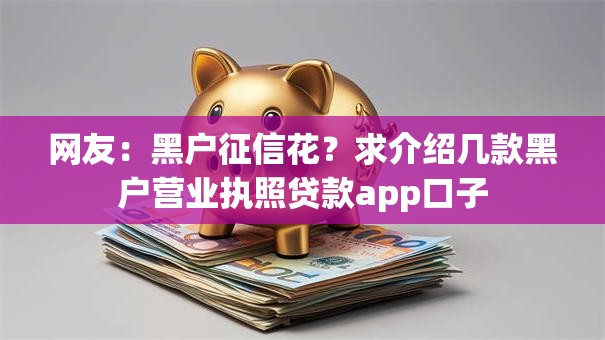 网友：黑户征信花？求介绍几款黑户营业执照贷款app口子