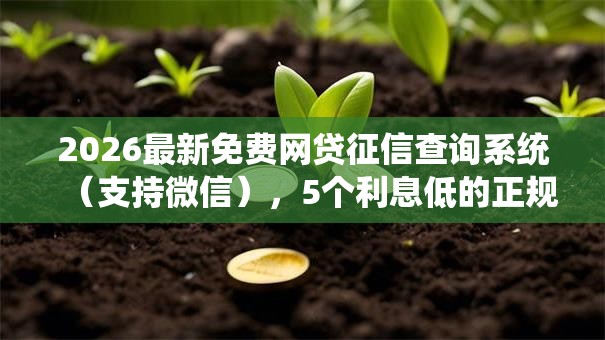 2026最新免费网贷征信查询系统（支持微信），5个利息低的正规借钱平台无私分享