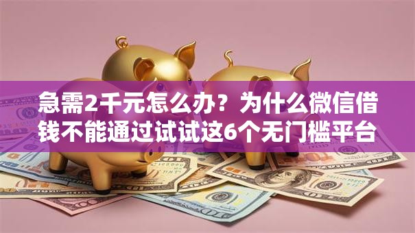 急需2千元怎么办？为什么微信借钱不能通过试试这6个无门槛平台