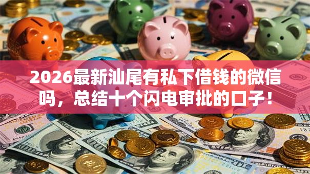 2026最新汕尾有私下借钱的微信吗，总结十个闪电审批的口子！
