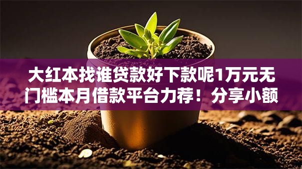 大红本找谁贷款好下款呢1万元无门槛本月借款平台力荐！分享小额网贷口子1万元无门槛借款