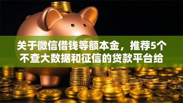 关于微信借钱等额本金，推荐5个不查大数据和征信的贷款平台给你