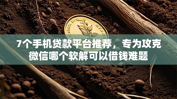 7个手机贷款平台推荐，专为攻克微信哪个软解可以借钱难题