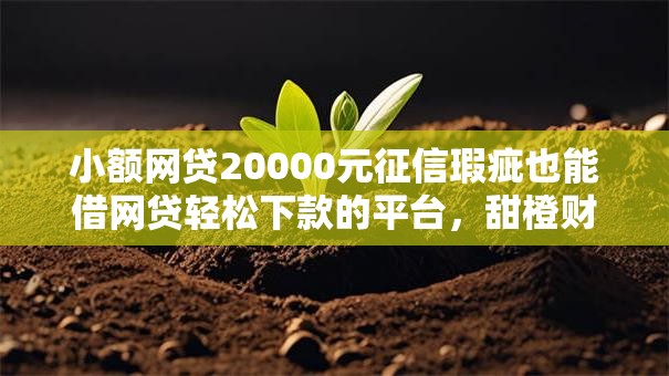 小额网贷20000元征信瑕疵也能借网贷轻松下款的平台，甜橙财富借钱的8个平台介绍