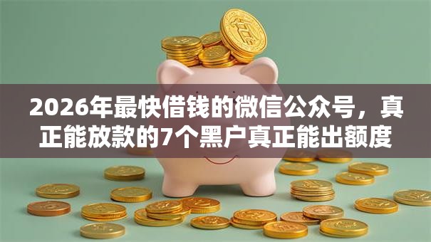 2026年最快借钱的微信公众号，真正能放款的7个黑户真正能出额度的软件推荐
